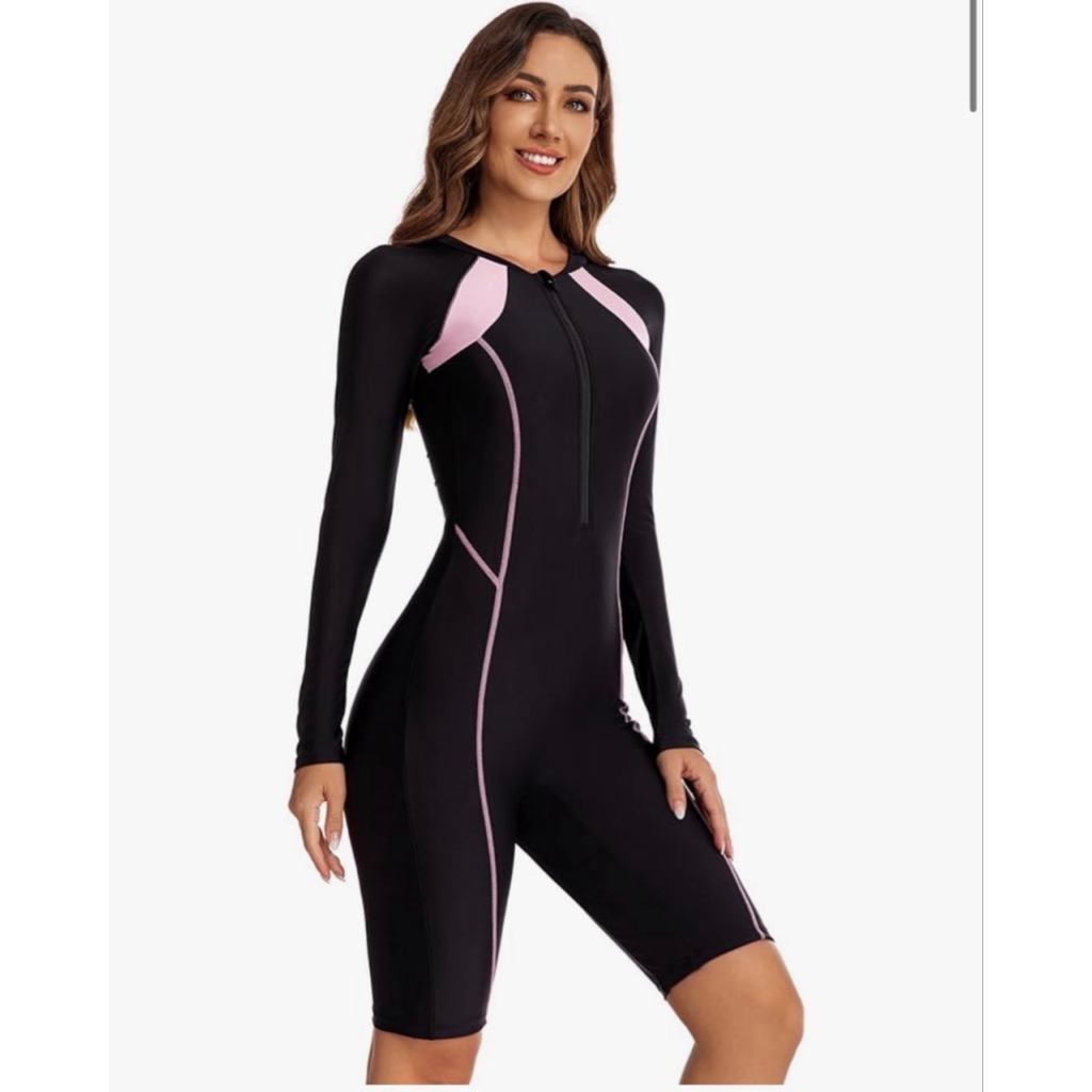 New Long Sleeve Boyleg Rash Guard 1 Pc Swimsuit Athletic Upf 50 Surfing L